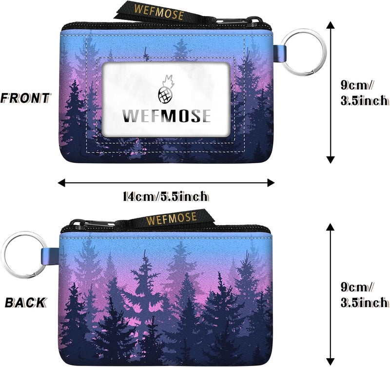 WEFMOSE Small Wallet Keychain with Clear ID Window Zipper Cute ID Case Coin Purse for Women Water Resistant Coin Pouch-Forest Blue Purple Keychain Wallet - Image 3